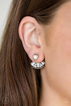 Stylishly Santa Fe White Post Earrings Paparazzi