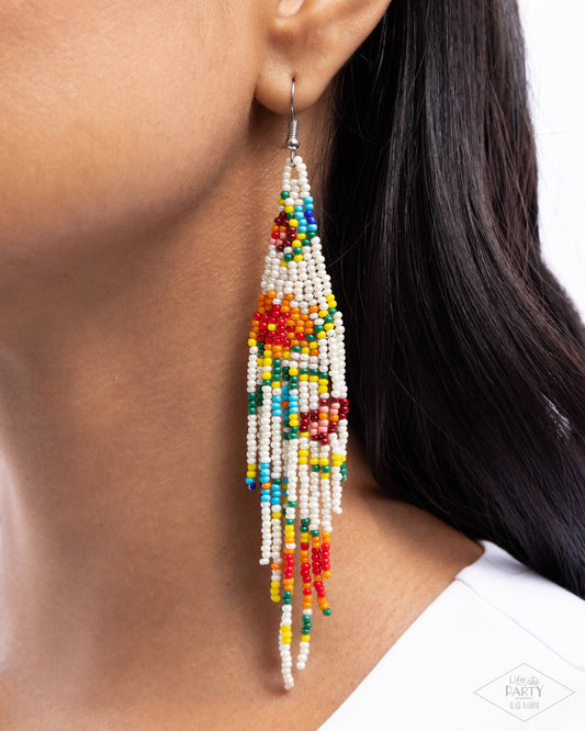Beaded Gardens White Earrings