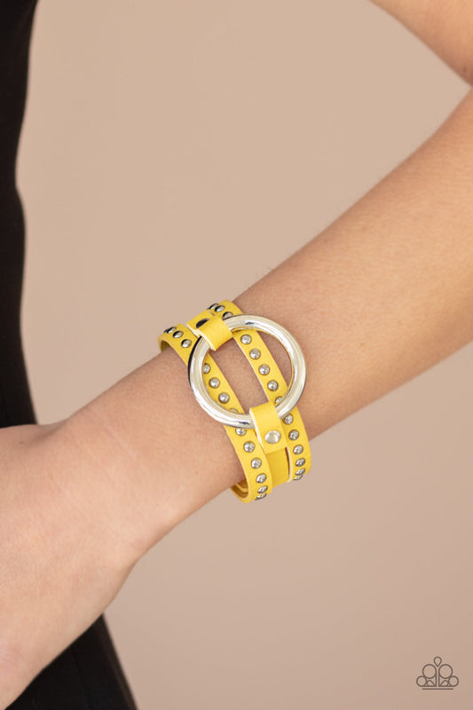 Studded Statement Maker Yellow Bracelet