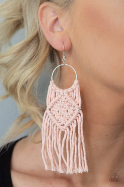 Macrame Rainbow Pink Earrings Paparazzi