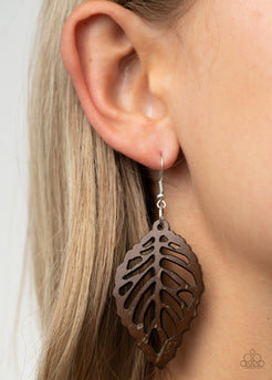 LEAF Em Hanging Brown Earrings Paparazzi