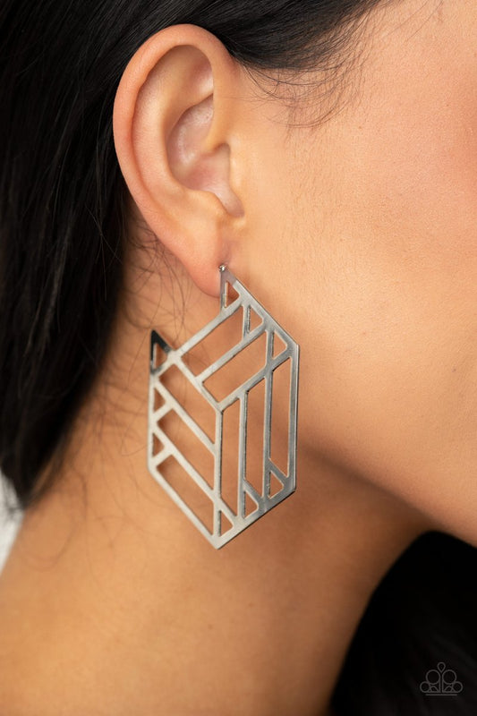 Gotta Get GEO-ing Silver Hoop Earrings