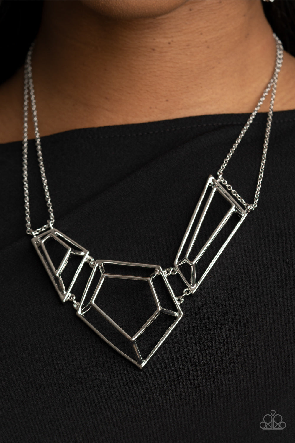 3-D Drama Silver Necklace Paparazzi