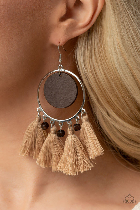 Yacht Bait Brown Earrings Paparazzi