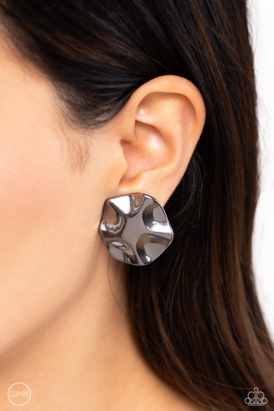 Destination Unknown Black Clip-On Earrings