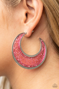 Charismatically Curvy Pink Hoop Earrings