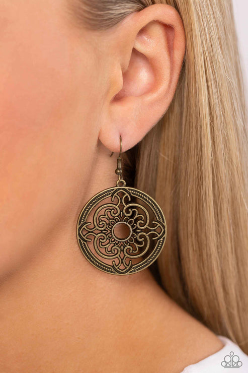 Mandala Meditation Brass Earrings