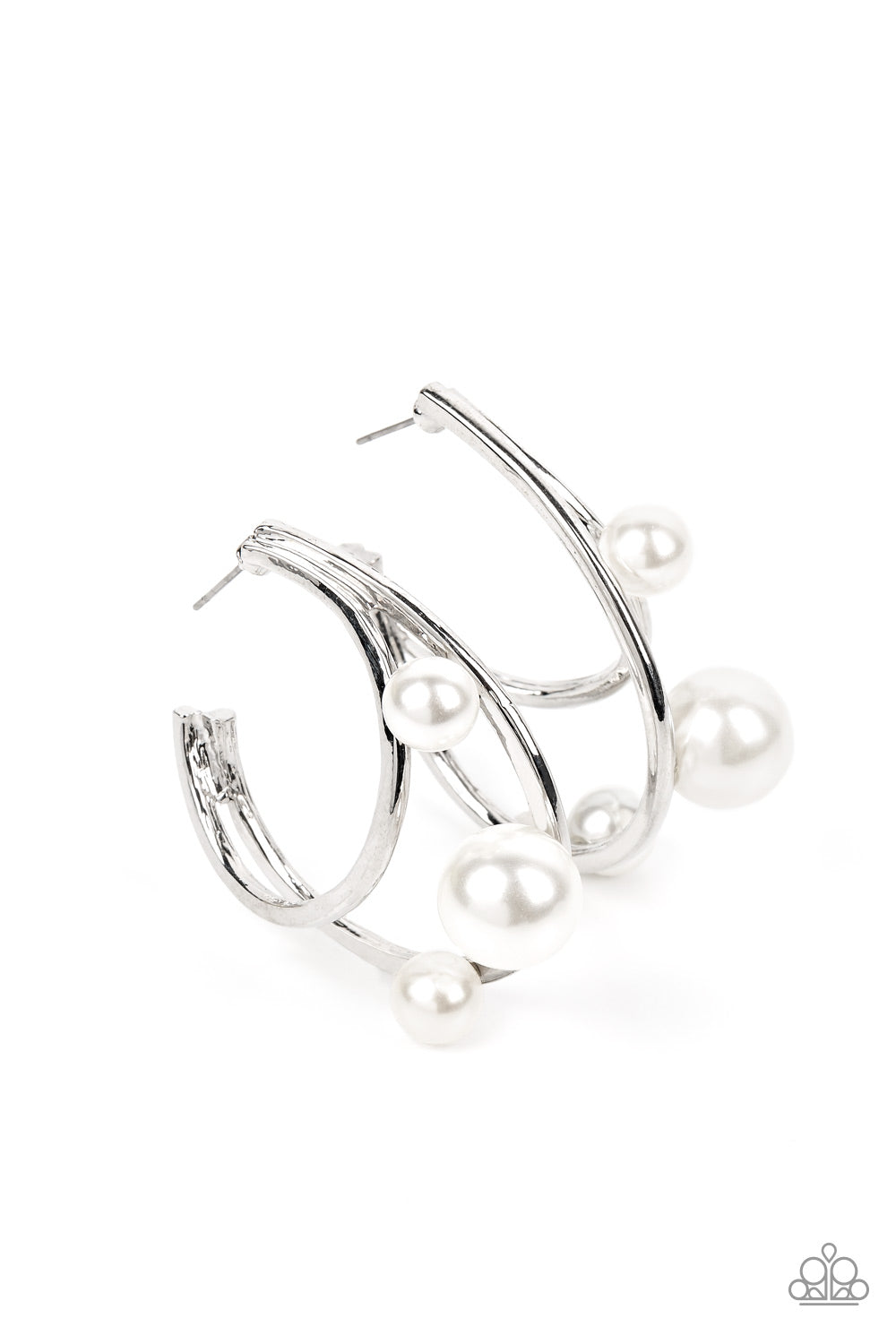 Metro Pier White Hoop Earrings Paparazzi