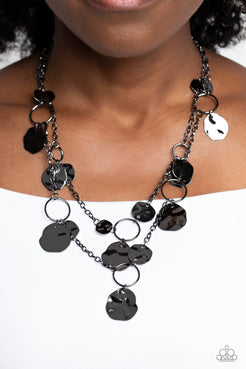 Hammered Horizons Black Necklace Paparazzi