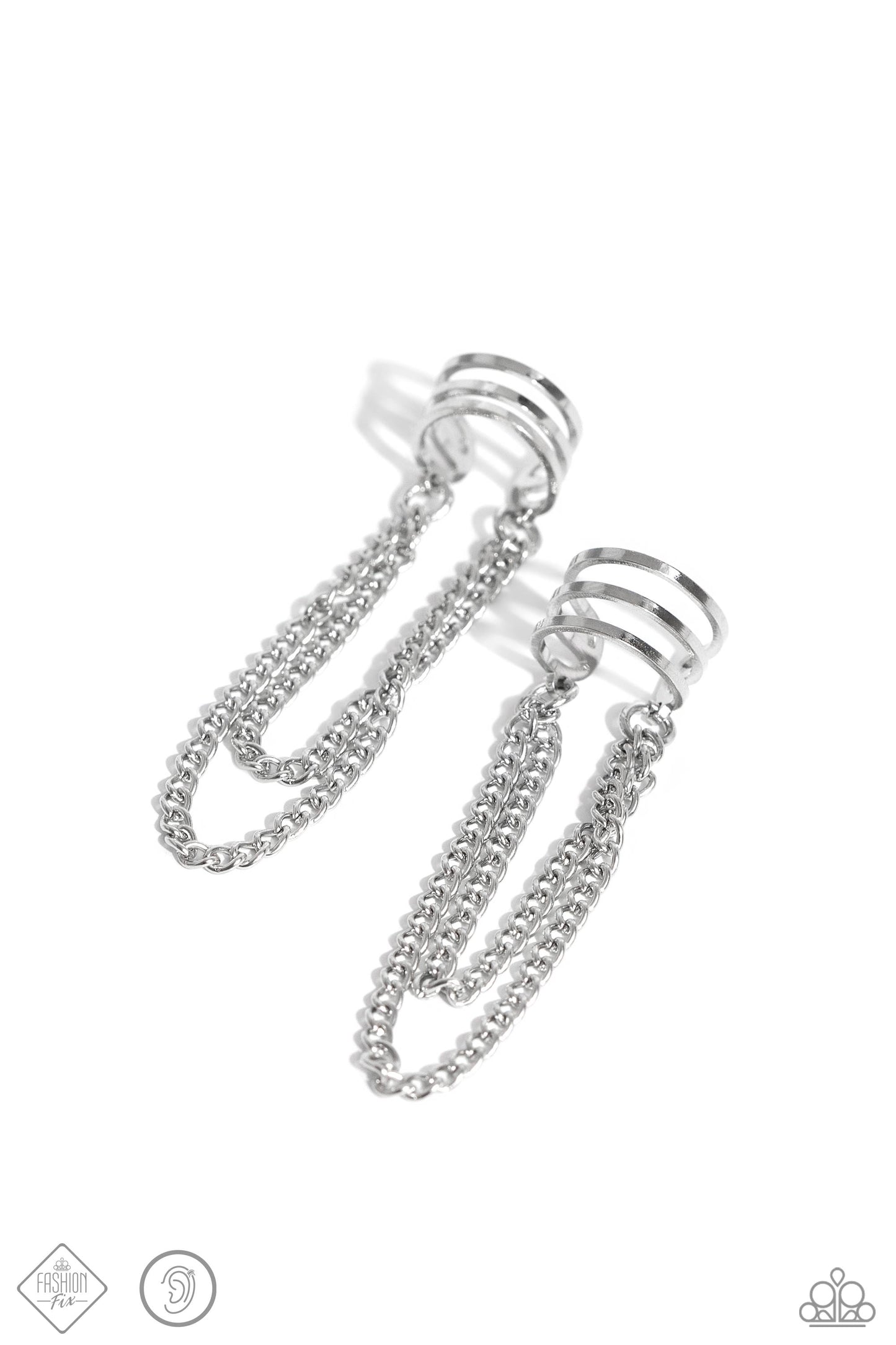 Unlocked Perfection Silver Ear Cuff Earrings Paparazzi
