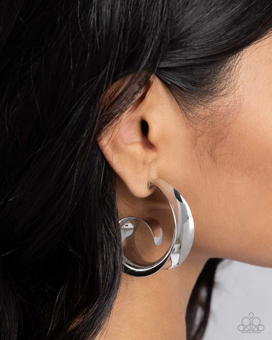 Curly Cadence Silver Hoop Earrings