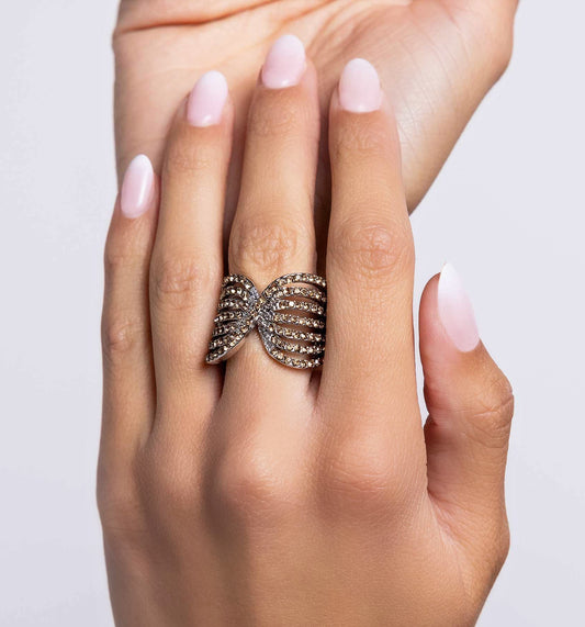 Pinched Promise Brown Ring