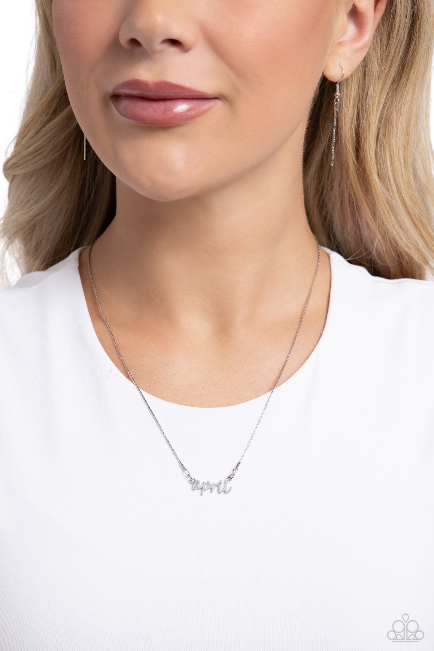 Birth Month Bling April Silver Necklace