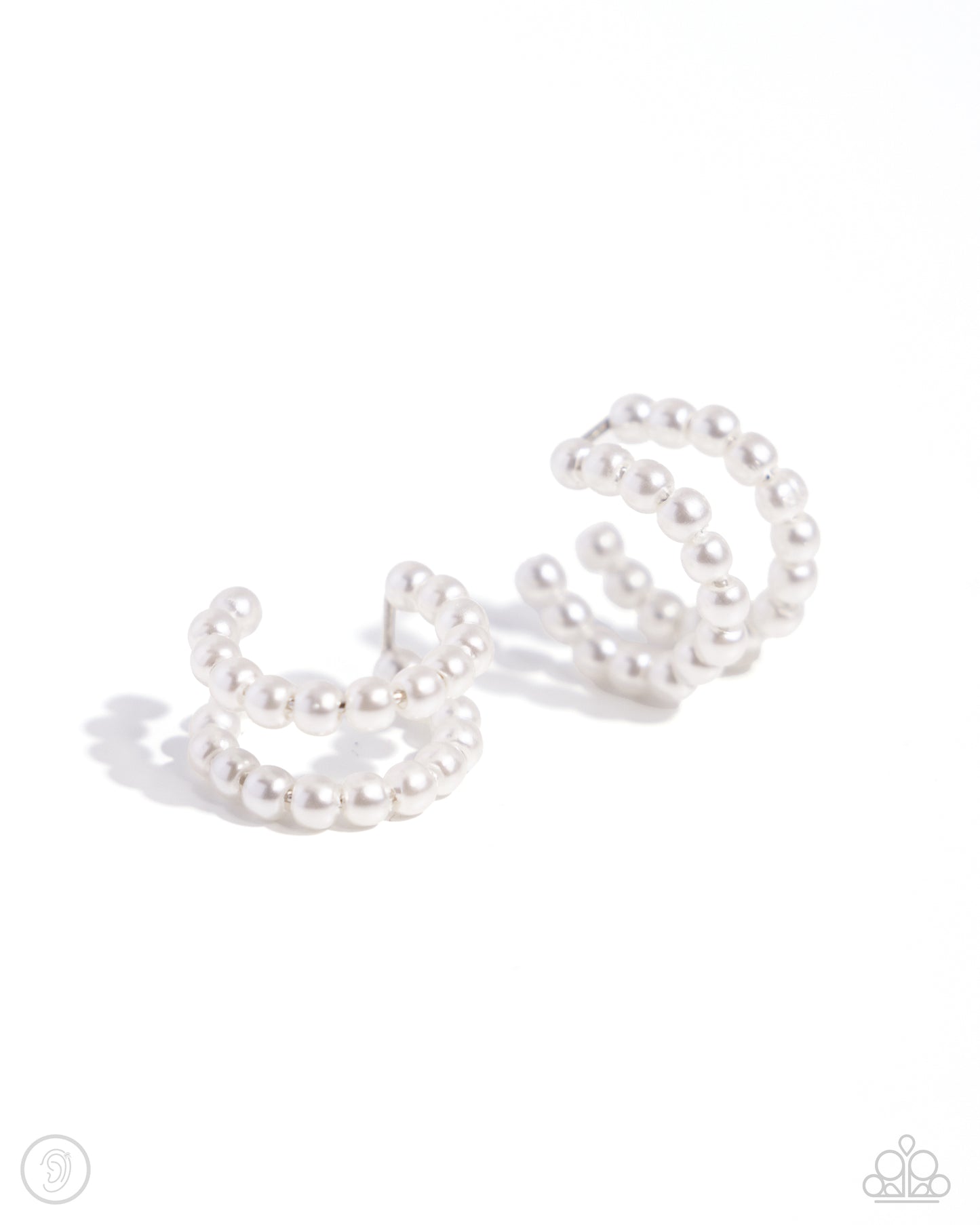 PEARLS Just Want to Have Fun White Ear Cuff Earrings Paparazzi