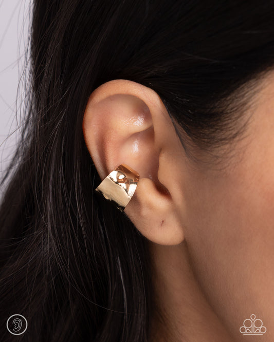 Warped Wonder Gold Cuff Earrings Paparazzi