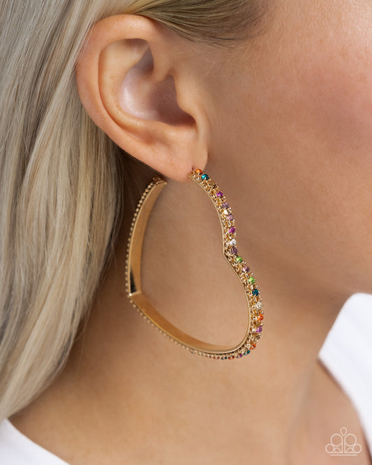 Halftime Hearts Multi Gold Hoop Earrings