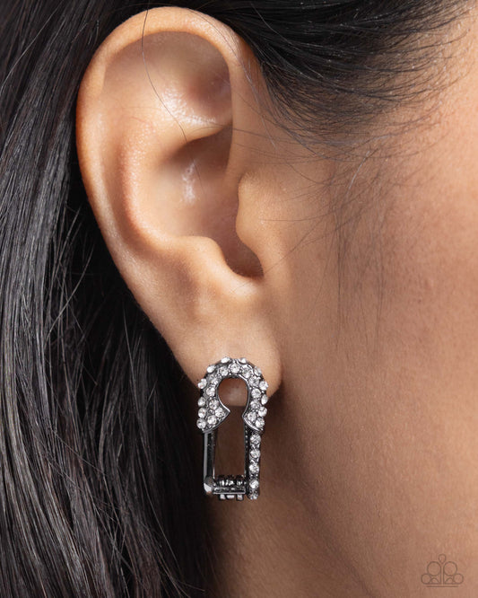 Safety Pin Secret Black Earrings