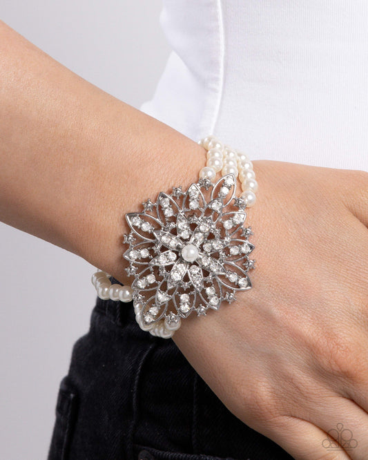 Flattering Florals White Bracelet