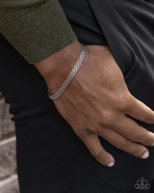 Chained Constitution Silver Mens Bracelet