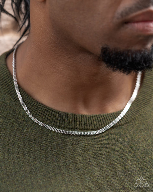 Chained Character Silver Mens Necklace