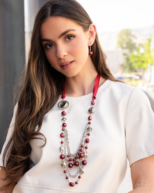 All the Trimmings Red Necklace
