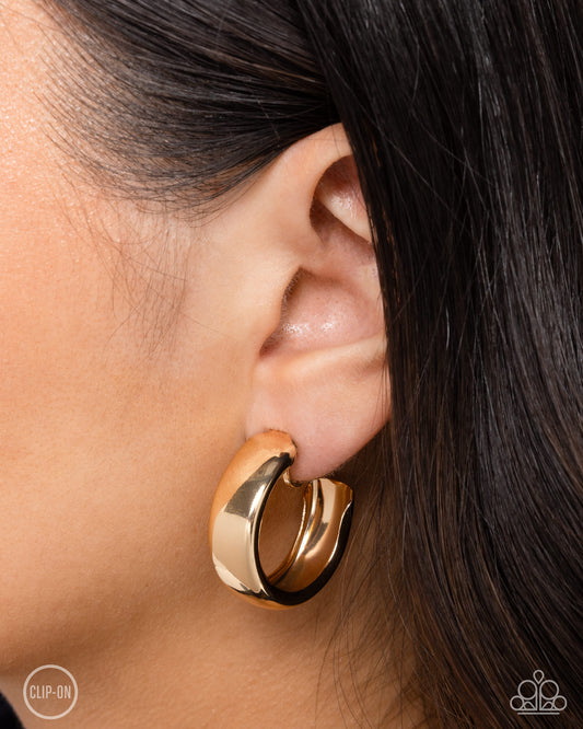 Round Reputation Gold Clip-On Earrings