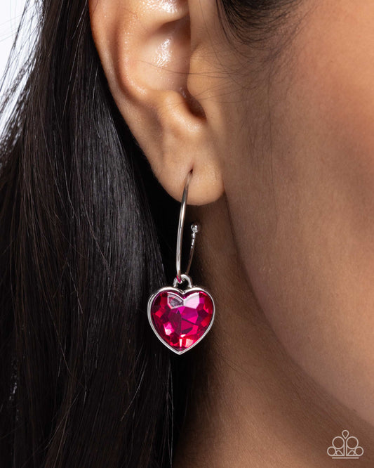 Diamond of the Night Pink Hoop Earrings