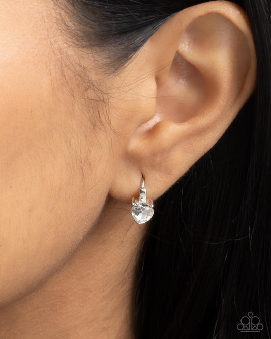 Tenuous Touch White Hoop Earrings