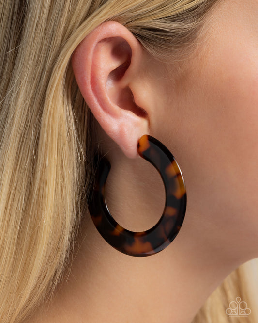 Spotted Scoop Brown Hoop Earrings