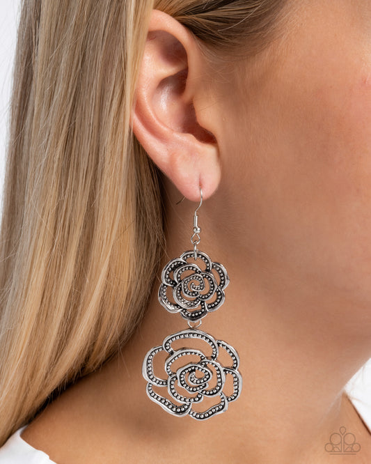 Reminiscent Rosette Silver Earrings