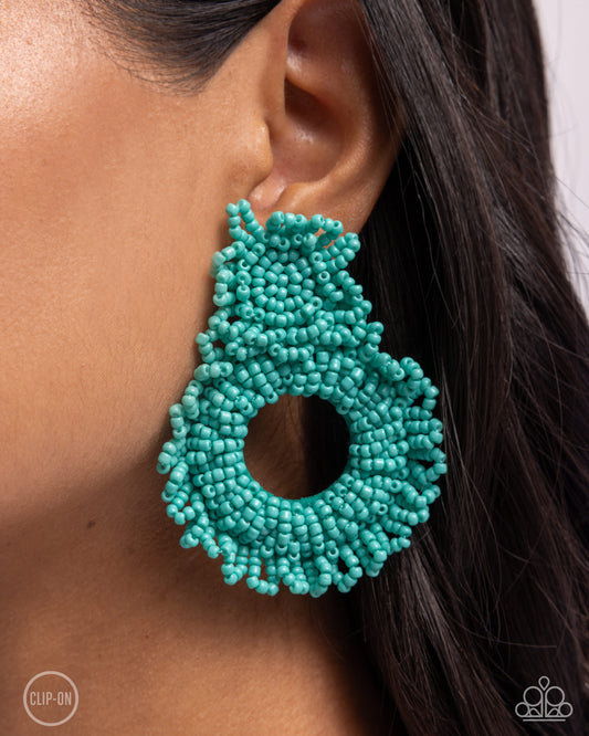Explosive Energy Blue Clip-On Earrings