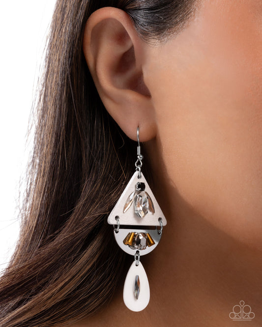 Abstract Articulation White Earrings