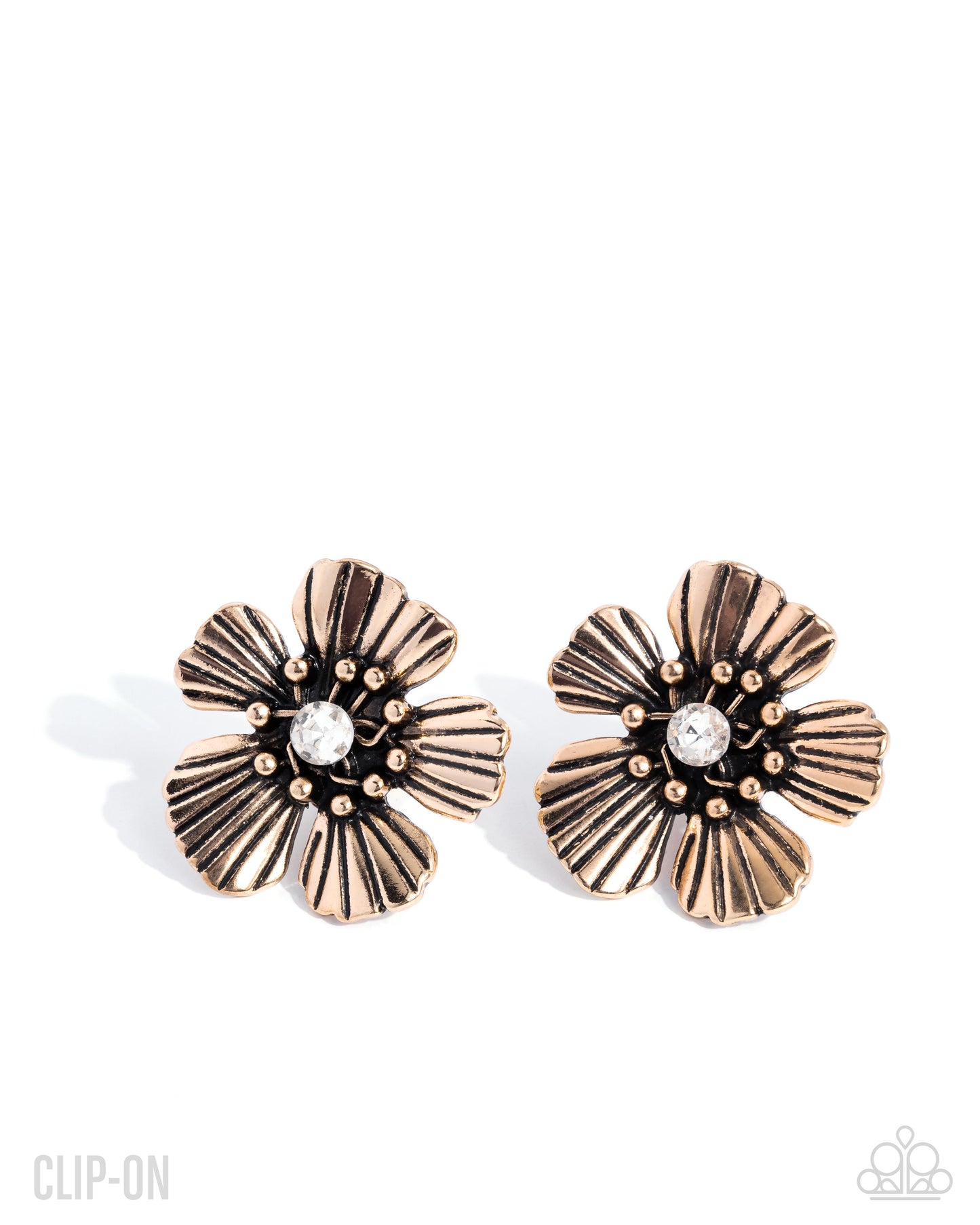 Blossoming Backdrop Gold Clip-On Earrings