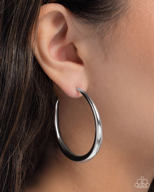 Sleek Selvage Silver Hoop Earrings