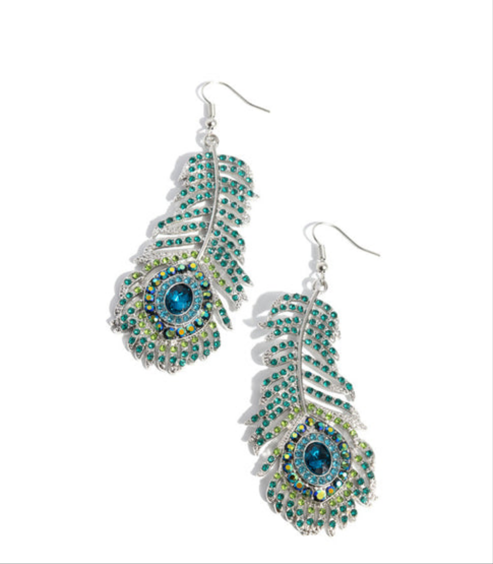 Prized Peacock Green Earrings