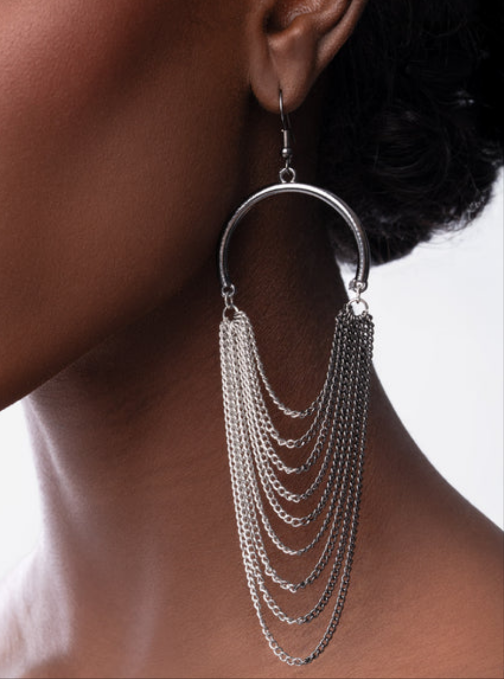 Focused Fringe Black Earrings