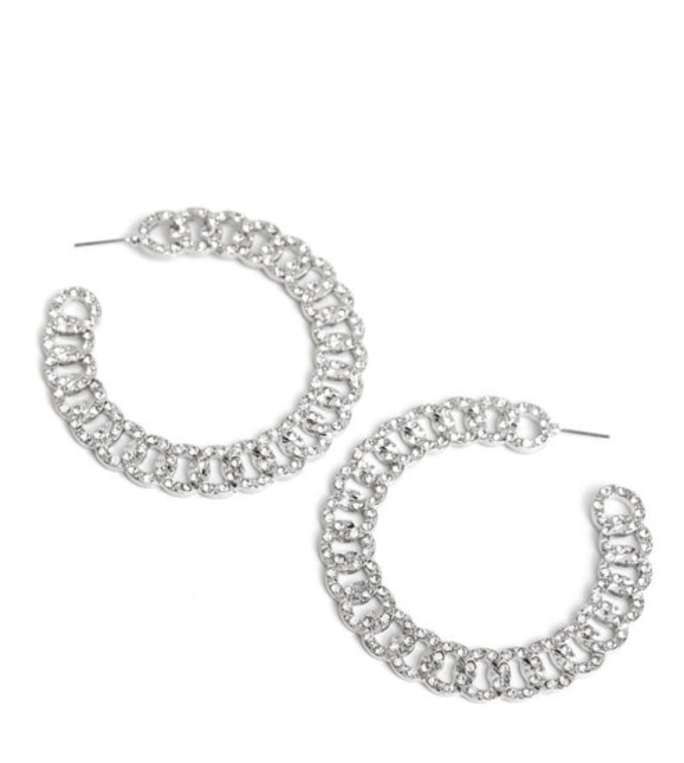 Interlocked Icing White Hoop Earrings