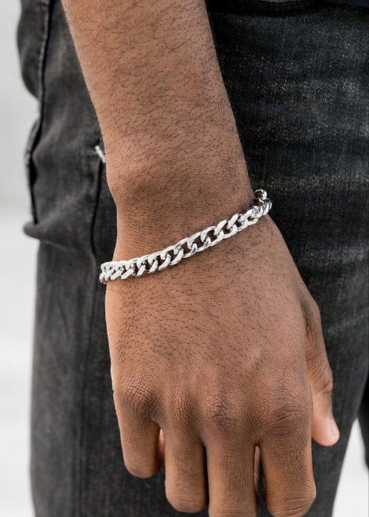 Take It To The Bank Silver Mens Bracelet