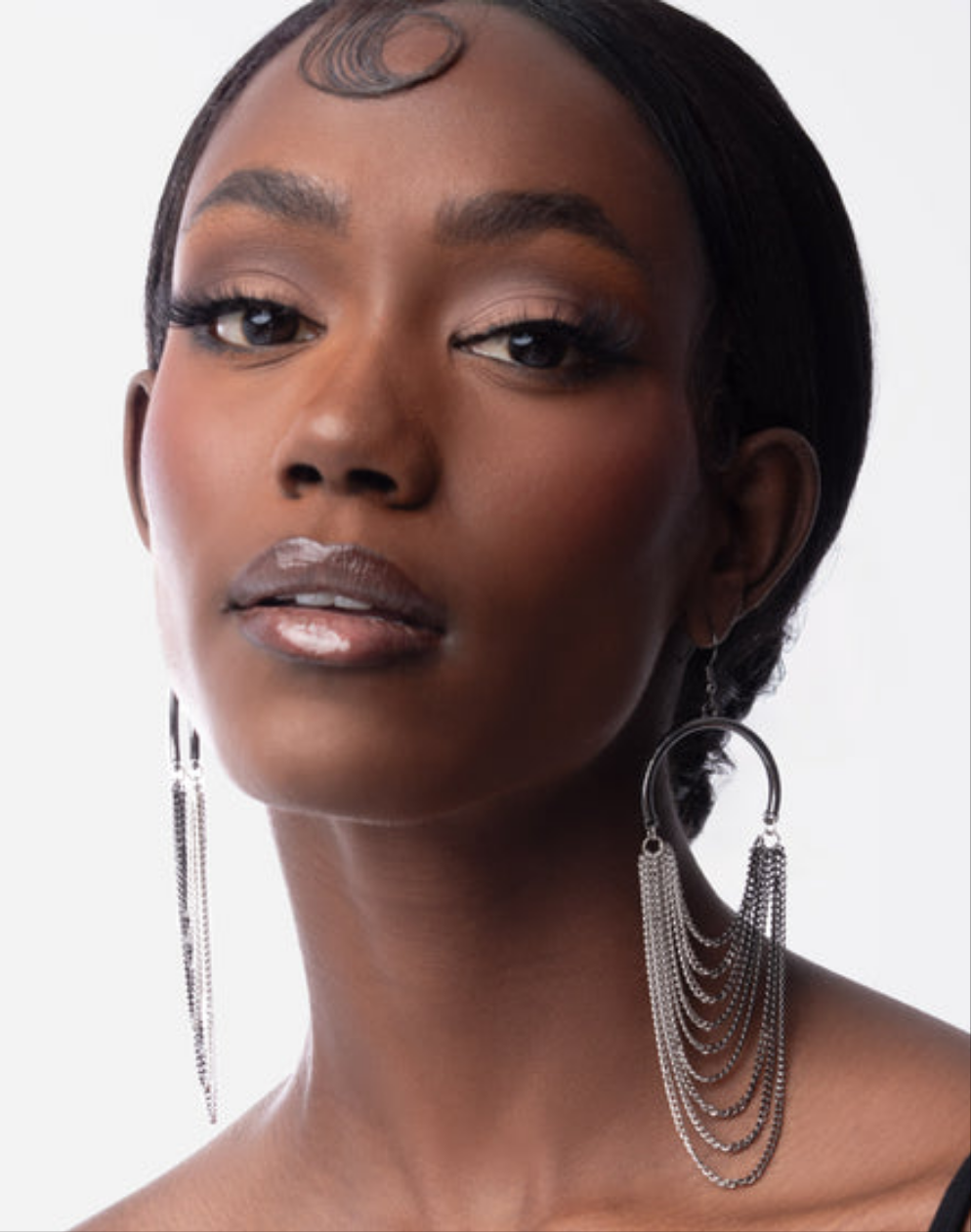 Focused Fringe Black Earrings