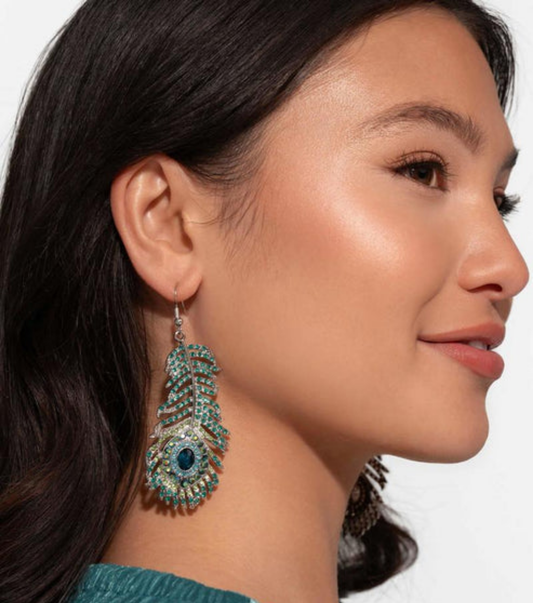 Prized Peacock Green Earrings