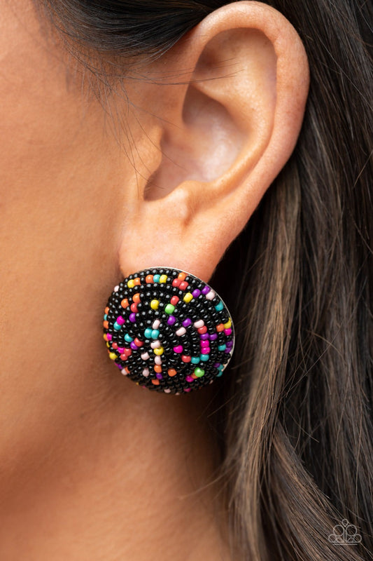 Kaleidoscope Sky Black Post Earrings Paparazzi