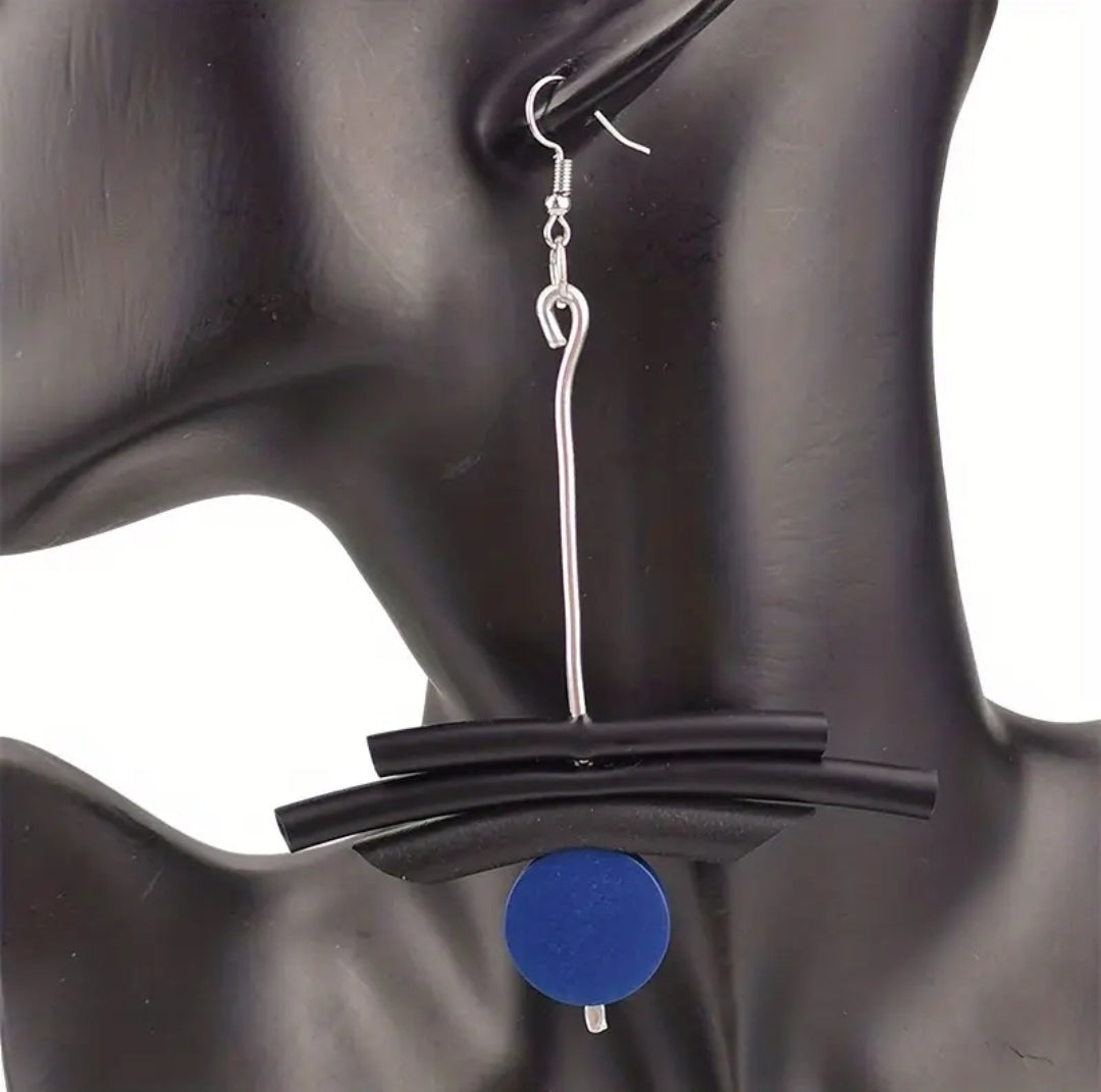 Boho Tribal Blue Rubber Earrings