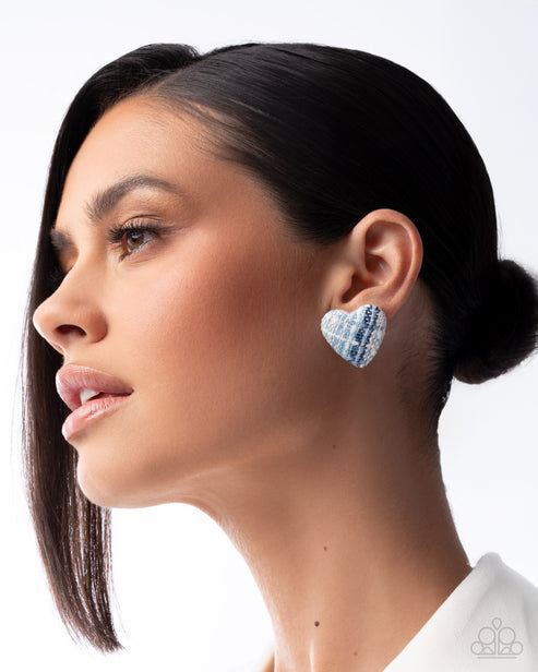 Sweetheart Stitching Blue Post Earrings