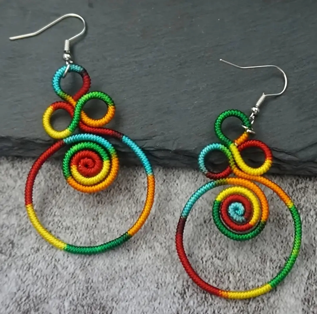 Colorful Multi Spiral Knot Earrings