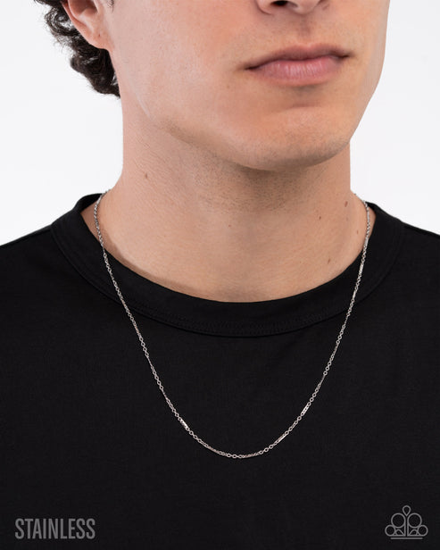 No Drama Silver Mens Necklace
