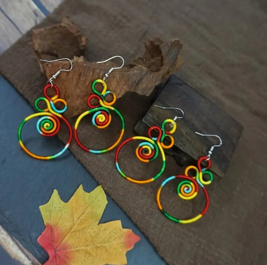 Colorful Multi Spiral Knot Earrings
