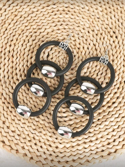 Oversized Geometric Black Earrings