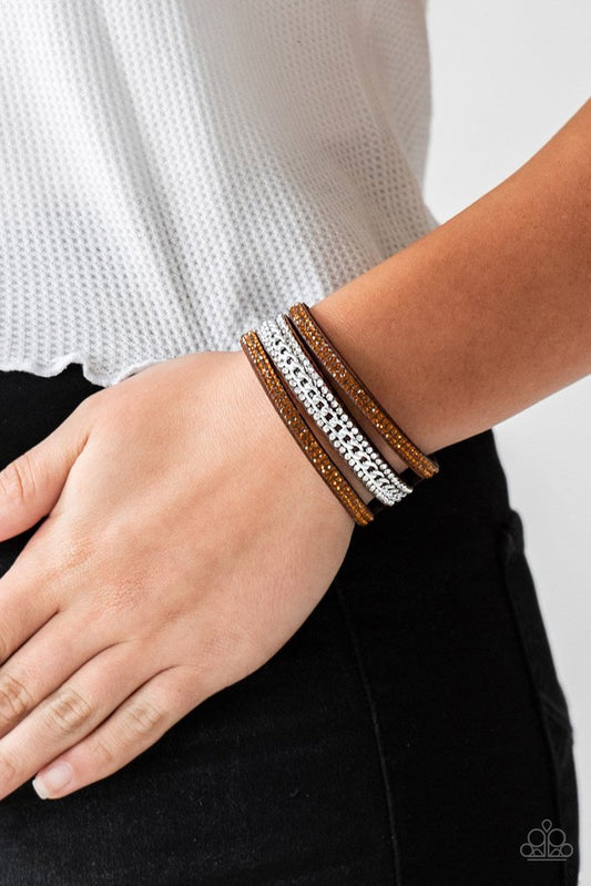 Rollin In Rhinestones Brown Urban Bracelet