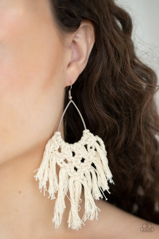 Oh MACRAME, Oh My White Earrings