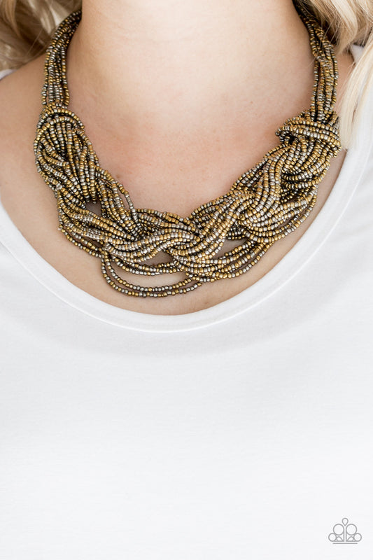 City Catwalk Brass Necklace Paparazzi
